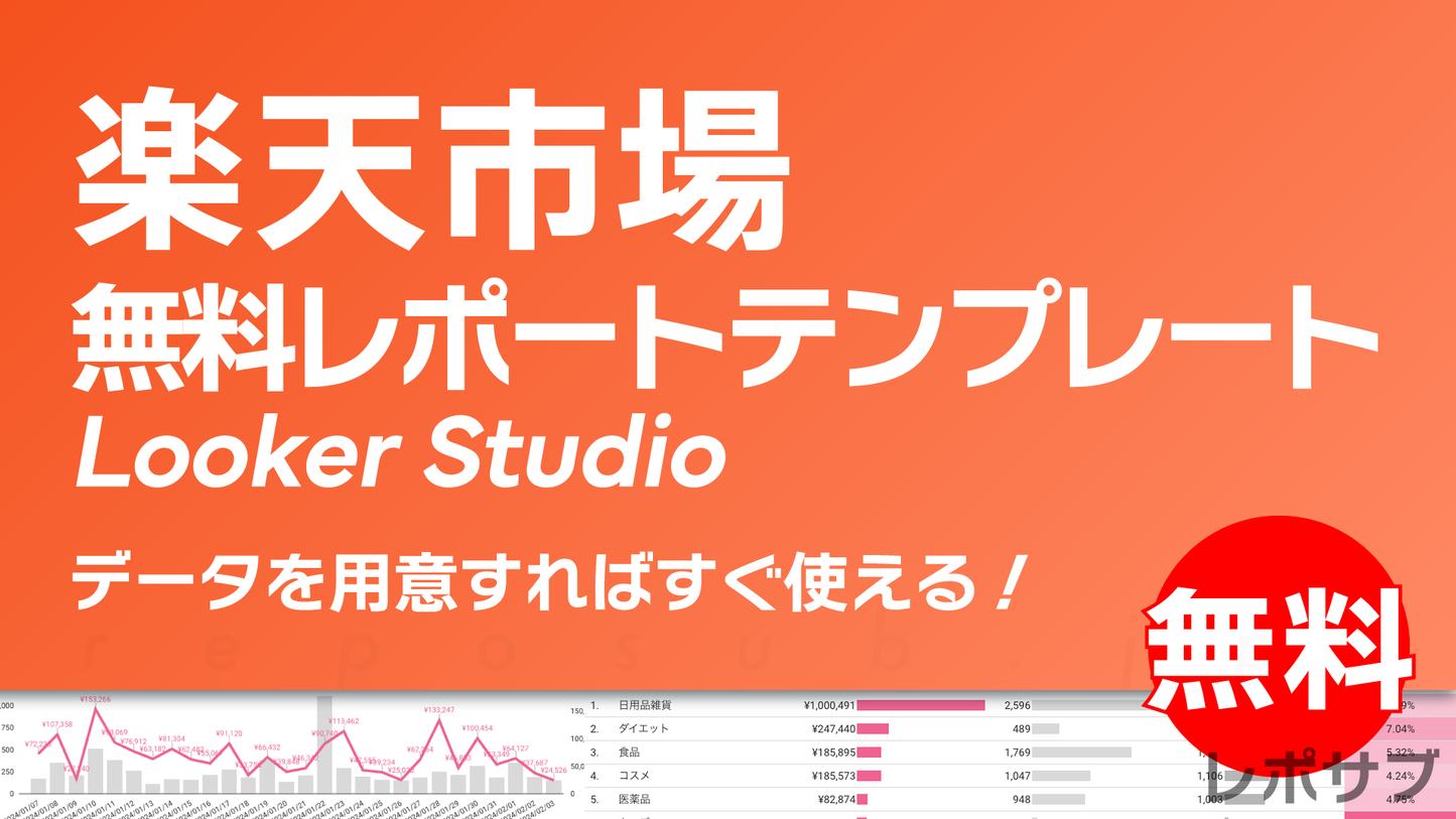 楽天市場レポート無料テンプレート｜Looker Studio