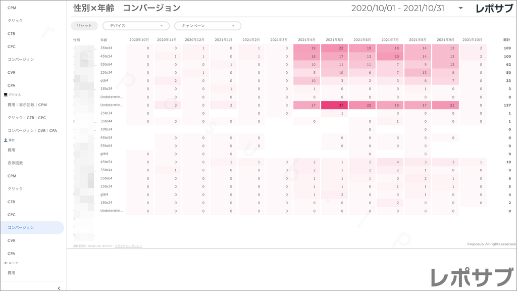 【買い切り】Google広告レポート：過去１年間の月次レポート（対象期間を過去13カ月に設定済み）データポータル（Looker Studio）